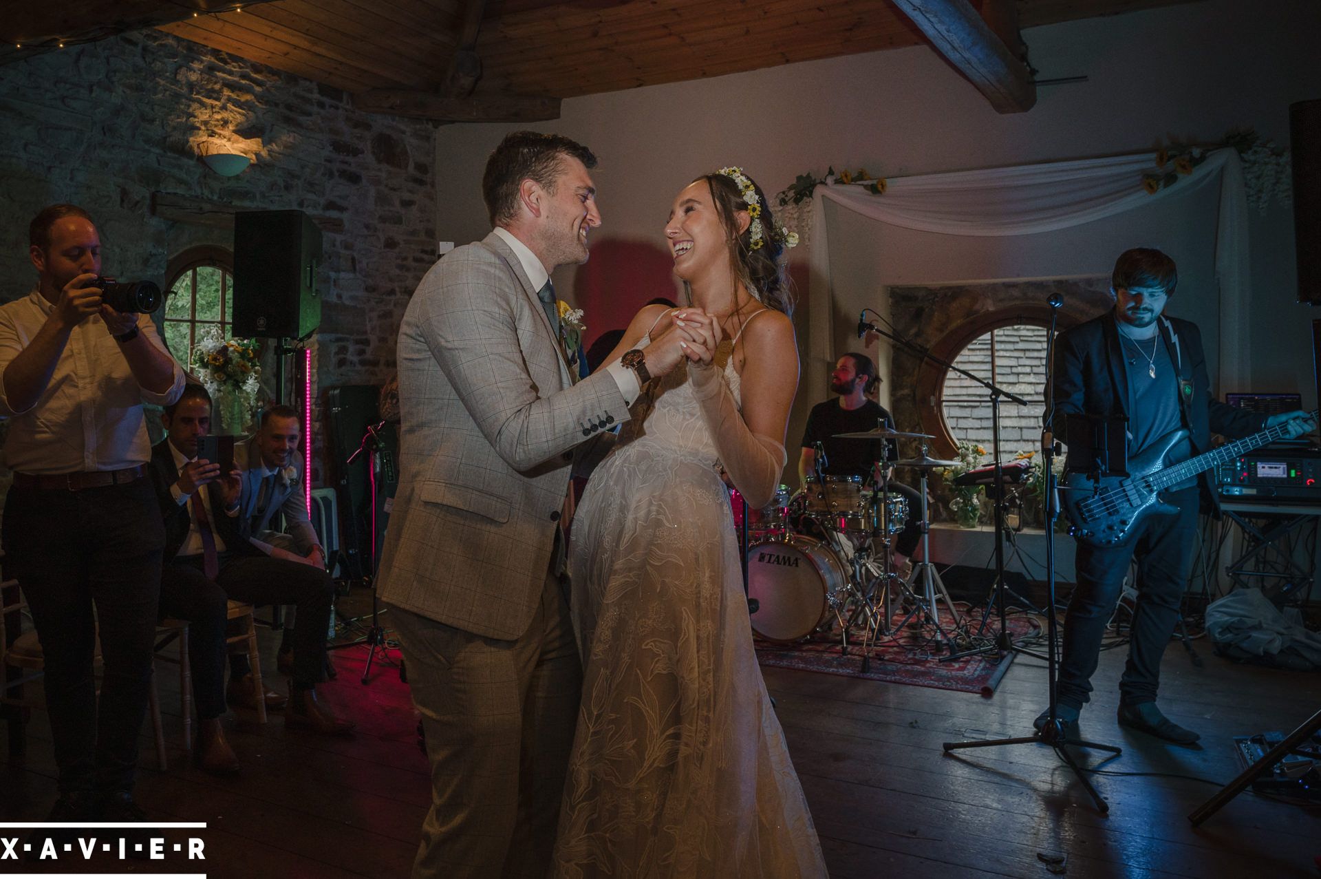 first dance in front of the wedding band