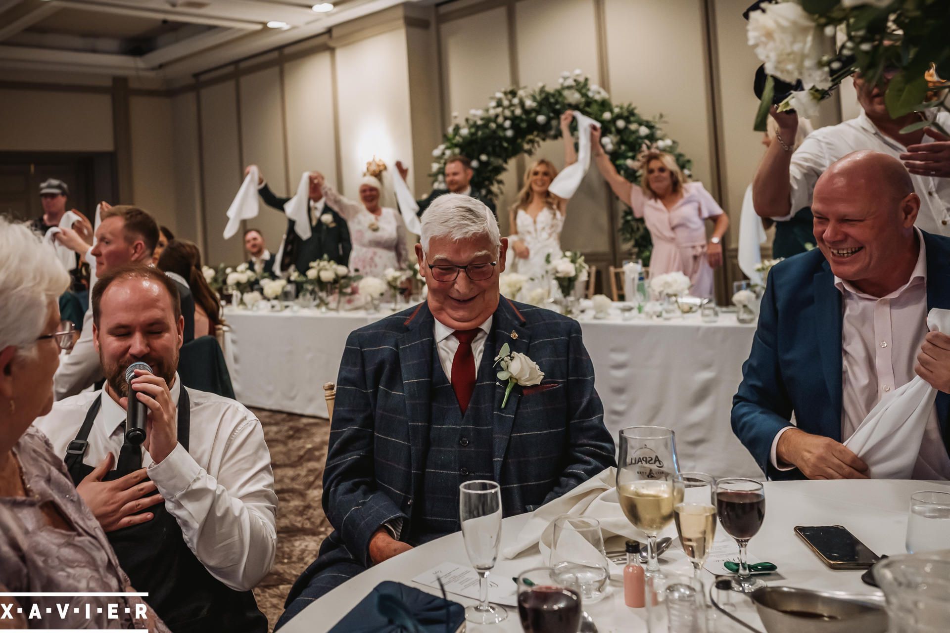 singing waiter is singing to grandma and grandad