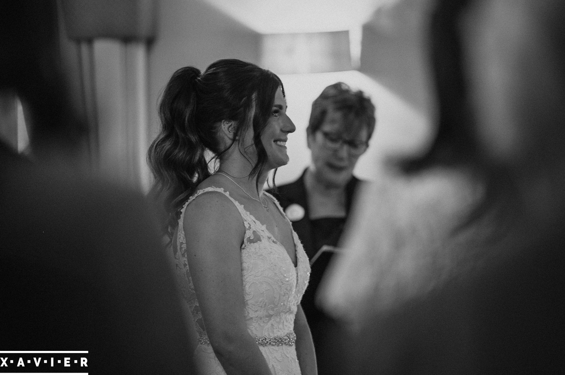 picure of the bride during the ceremony