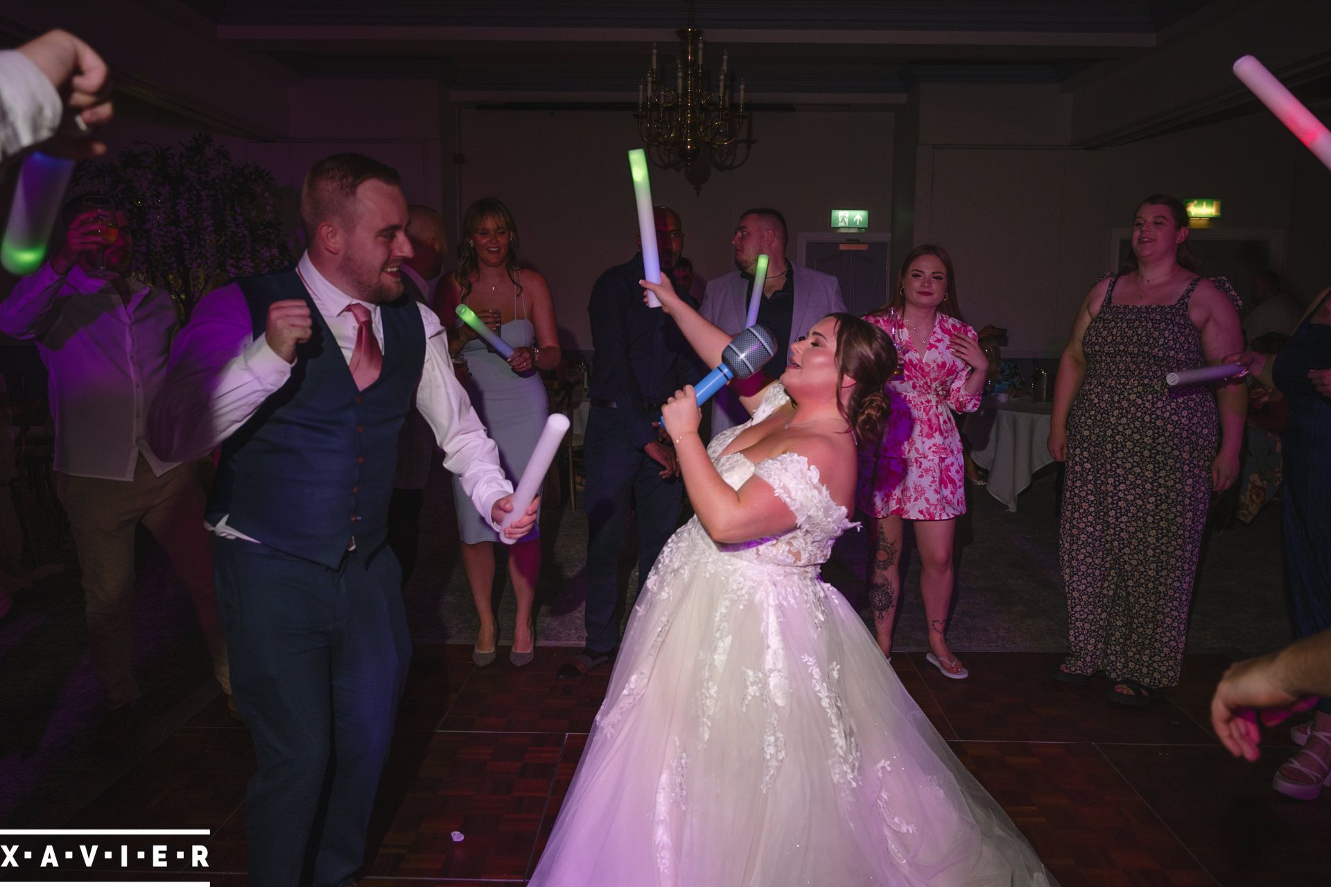 Bride and groom dancing