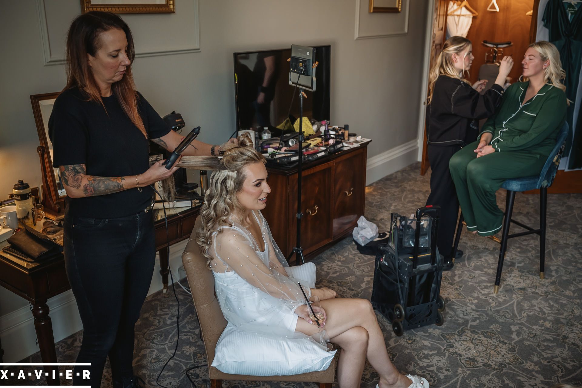 bride getting ready at Oulton Hall