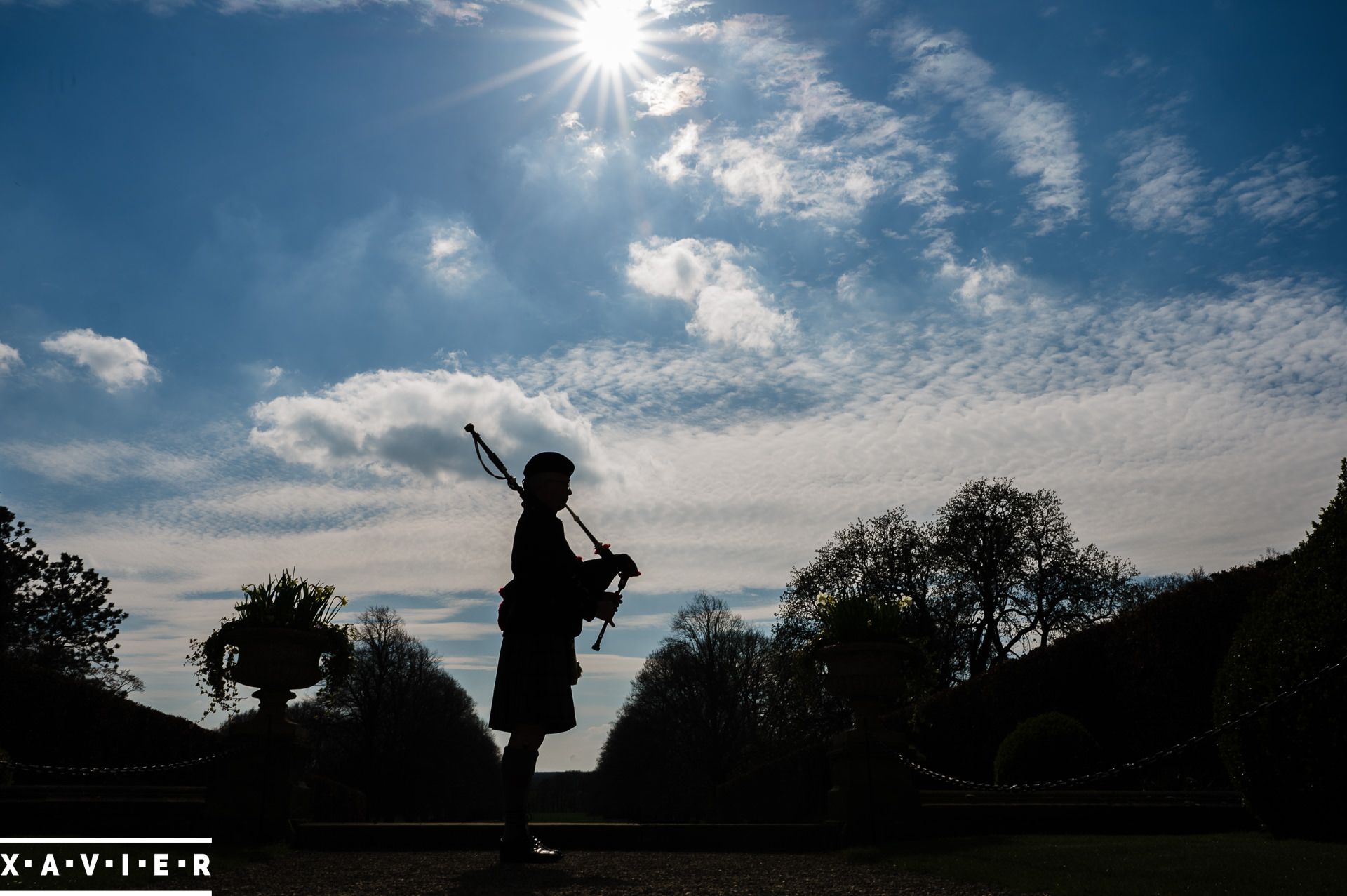 silhouette of man in kilt